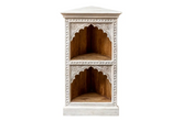 Antique Indian Mehrab Hand Carved Solid Wooden Bookshelf White 55x40x100cm A034